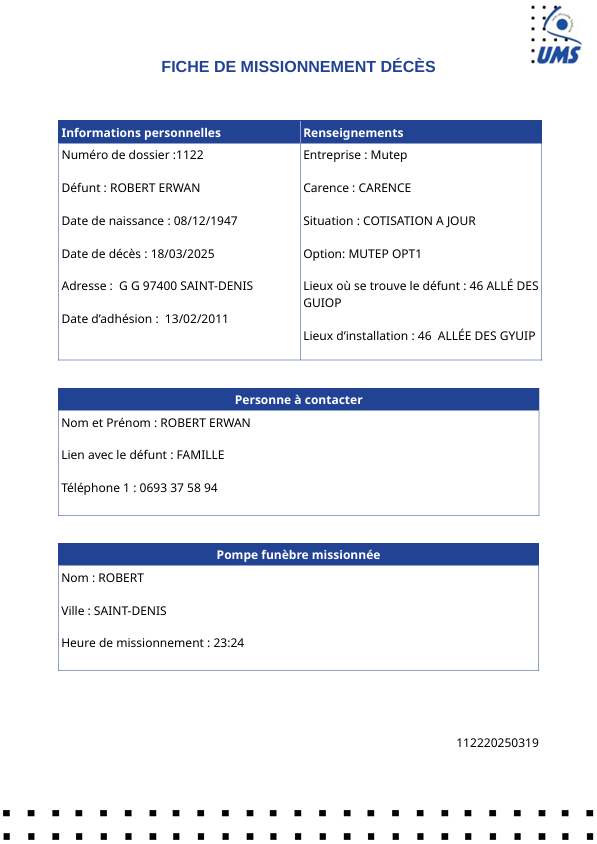 Formulaire de missionnement