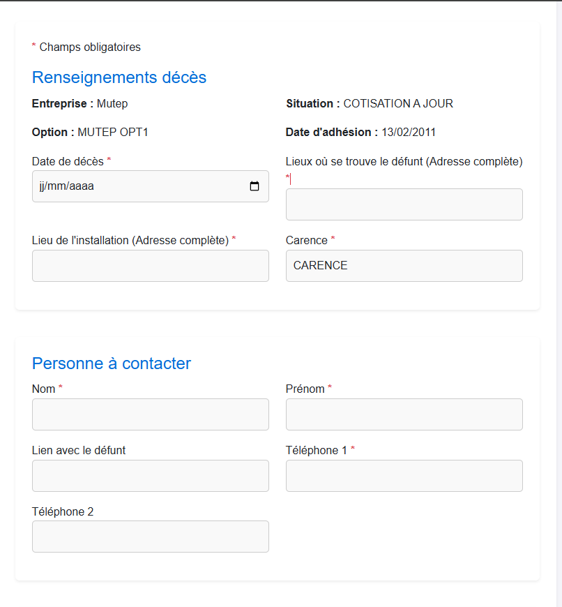 Formulaire de missionnement
